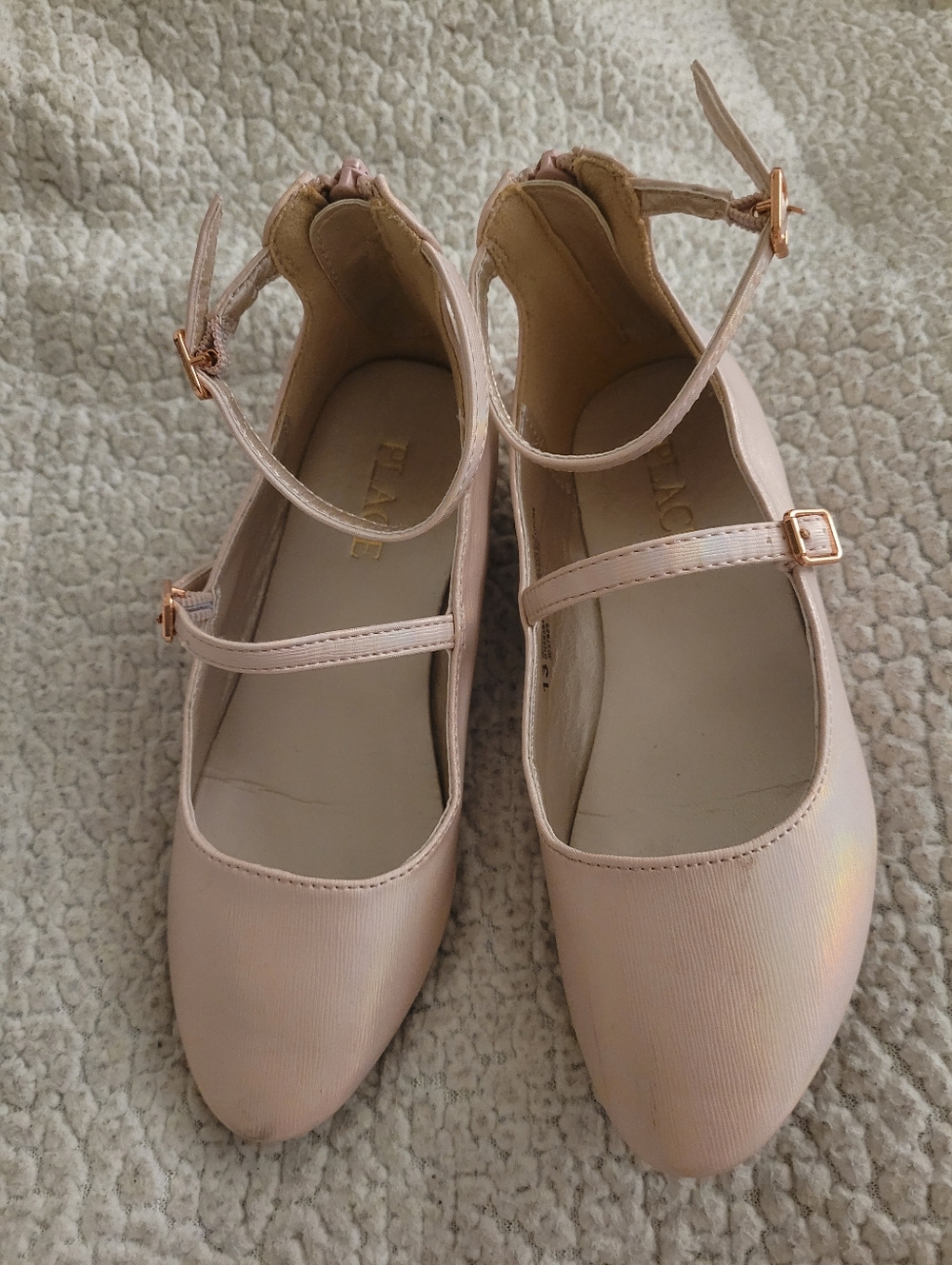 Place Blush Pink Mary Jane Flats with Ankle Straps Size 13